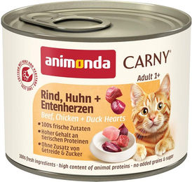 Produktbild von Animonda Carny Katzen Nassfutter Adult Rind Huhn und Entenherz Getreidefrei 6x200g