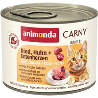 Produktbild von Animonda Carny Katzen Nassfutter Adult Rind Huhn und Entenherz Getreidefrei 6x200g