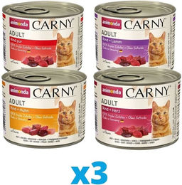 Produktbild von Animonda Carny Katzen Nassfutter Mixpaket mit Rind Lamm Huhn getreidefrei für erwachsene Katzen 12 x 200 g