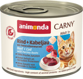 Animonda Carny Katzenfutter Adult Rind und Kabeljau Stückchen in Sauce, 6 x 200 g, getreidefrei - 6 x 200 g – Bild 1 von 12
