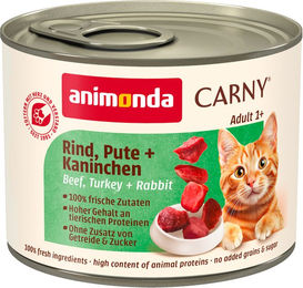 Animonda Carny Katzenfutter Adult Stückchen in Sauce Rind Pute Kaninchen 6 x 200 g getreidefrei - 6 x 200 g – Bild 1 von 5