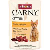 Produktbild von Animonda Carny Kitten Katzen Nassfutter Rind und Geflügel Stückchen in Sauce, getreidefrei und ohne Zucker, 12 x 85 g - 12 x 85 g
