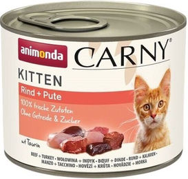 Animonda Carny Kitten Katzen Nassfutter Rind und Pute 12 x 200 g Getreidefrei - 12 x 200 g – Bild 1 von 8