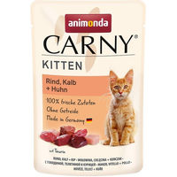 Produktbild von Animonda Carny Kitten Katzenfutter Rind Kalb und Huhn Stückchen in Sauce 12x85g
