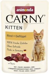 Produktbild von Animonda Carny Kitten Nassfutter Katze Geflügel und Rind Stückchen in Sauce 24x85 g - 24 x 85 g