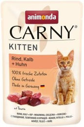 Produktbild von Animonda Carny Kitten Nassfutter Katzen Stückchen in Sauce Rind Kalb und Huhn 12x85 g - 12 x 85 g