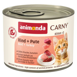 Produktbild von animonda Carny Kitten Nassfutter Rind und Pute 24x200g