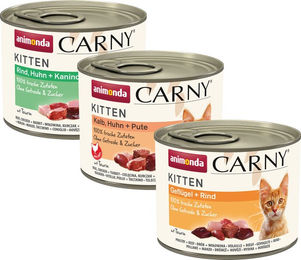 Animonda Carny Kitten Nassfutter Stückchen in Sauce Rind Huhn Kaninchen 12 x 200 g – Bild 1 von 3