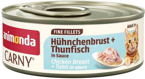 animonda Carny Nassfutter für erwachsene Katzen Hühnchenbrust mit Thunfisch in Sauce 12x 60g – Bild 1 von 1