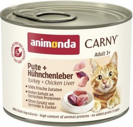 Produktbild von Animonda Carny Nassfutter Katze Adult Pute und Huhn 12x200 g ohne Zucker und Farbstoffe - 12 x 200 g