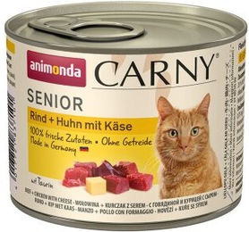 Produktbild von Animonda Carny Nassfutter Katze Senior Rind und Huhn mit Käse 12x200 g ohne Zucker und Aromastoffe - 12 x 200 g