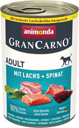 Produktbild von Animonda GranCarno Adult Nassfutter für Hunde mit Lachs und Spinat 6x400g - 6 x 400 g