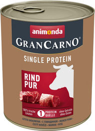 Animonda GranCarno Adult Single Protein Hund Nassfutter Rind pur 6 x 800g getreidefrei hypoallergen - 6 x 800 g – Bild 1 von 9