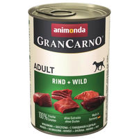Produktbild von Animonda GranCarno Hundefutter Adult Rind und Wild Stückchen in Sauce getreidefrei 6x400g - 6 x 400 g