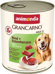 Produktbild von Animonda GranCarno Nassfutter Rind und Entenherz für erwachsene Hunde 6x800g ohne Konservierungsstoffe