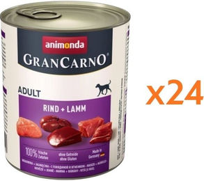 Produktbild von Animonda GranCarno Nassfutter Rind und Lamm für adulte Hunde getreidefrei 24x800g