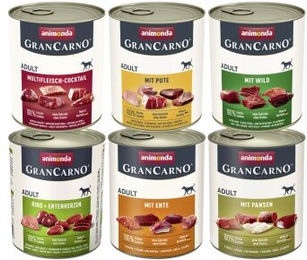 Animonda GranCarno Original Nassfutter Hund Adult Kräftige Variation Mixpaket 6x800g getreidefrei mit Stückchen in Sauce - 6 x 800 g – Bild 1 von 4
