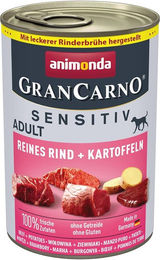 Produktbild von Animonda GranCarno Sensitiv Hund Nassfutter Rind mit Kartoffel Stückchen in Sauce Adult 6x400g