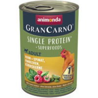 Produktbild von Animonda GranCarno Single Protein Superfoods Hund Adult Nassfutter Huhn mit Spinat Himbeeren und Kürbiskernen Getreidefrei 12x400 g - 12 x 400 g
