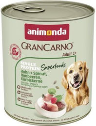 Produktbild von Animonda GranCarno Single Protein Superfoods Nassfutter Hund Adult Huhn mit Spinat Himbeeren und Kürbiskernen 24x800 g - 24 x 800 g