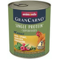 Produktbild von Animonda GranCarno Single Protein Superfoods Nassfutter Hund Adult Huhn mit Spinat Himbeeren und Kürbiskernen getreidefrei 6x800 g - 6 x 800 g