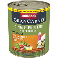 Produktbild von Animonda GranCarno Superfoods Hundefutter Adult Pute mit Rind Mangold Hagebutte und Leinöl 6x800g