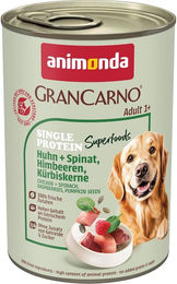 Animonda GranCarno Superfoods Nassfutter für erwachsene Hunde Huhn mit Spinat und Himbeere 6x400 g – Bild 1 von 2