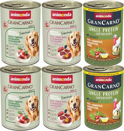 Animonda GranCarno Superfoods Nassfutter Hund Adult Mixpaket 6 x 400 g getreidefrei mit Huhn Rind und Pute - 6 x 400 g – Bild 1 von 9