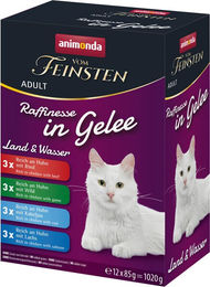 animonda vom Feinsten Adult Raffinesse Katzen Nassfutter Mixpaket 12 x 85 g Stückchen in Gelee – Bild 1 von 1