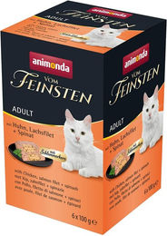 animonda vom Feinsten Katzen Nassfutter Adult Huhn Lachsfilet mit Spinat Getreidefrei 36 x 100 g - 6 x 100 g – Bild 1 von 2