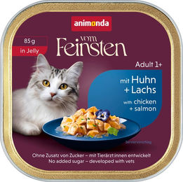 animonda vom Feinsten Katzen Nassfutter Adult Huhn und Lachs in Gelee 64 x 85 g – Bild 1 von 1