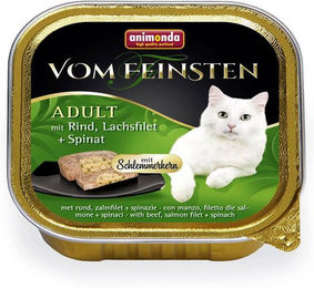 Animonda vom Feinsten Katzen Nassfutter Adult Rind und Lachsfilet mit Spinat Schale 32 x 100 g getreidefrei ohne Zucker - 32 x 100 g – Bild 1 von 6