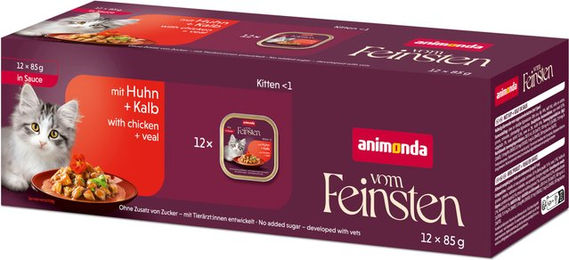 Animonda Vom Feinsten Kitten Stückchen in Soße Huhn & Kalb 12 x 85 g – Bild 1 von 1