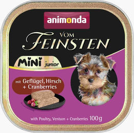 Animonda Vom Feinsten Mini Junior Nassfutter mit Geflügel, Hirsch und Cranberry für kleine Hunde 32 x 100 g - 32 x 100 g – Bild 1 von 4