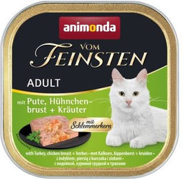 Produktbild von Animonda Vom Feinsten Nassfutter Adult mit Schlemmerkern Pute und Hühnchenbrust sowie Kräutern 32x100 g - 32 x 100 g