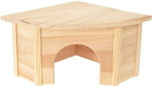 Produktbild von AniOne Holzeckhaus Jule S Natur Häuschen für Meerschweinchen und Kaninchen aus Holz