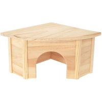 Produktbild von AniOne Holzeckhaus Jule S Natur Häuschen für Meerschweinchen und Kaninchen aus Holz