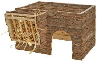 Produktbild von AniOne Holzhaus Leo S Naturholz Häuschen für Kaninchen und Meerschweinchen Braun