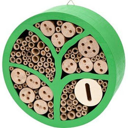Produktbild von AniOne Insektenhotel aus Holz FSC zertifiziert rund 25cm Natur Grün