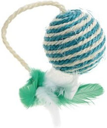 Produktbild von AniOne Katzenspielzeug Sisal Ball mit Feder bunt 6cm