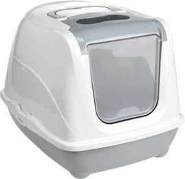 AniOne Katzentoilette Flip Cat Haubentoilette aus Kunststoff Grau Größe M – Bild 1 von 3
