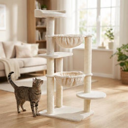 AniOne Kratzbaum Emilie für Katzen in Beige mit Sisal – Bild 1 von 2