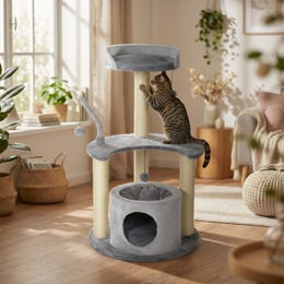 AniOne Kratzbaum Evie Grau mit Sisal für Katzen – Bild 1 von 2