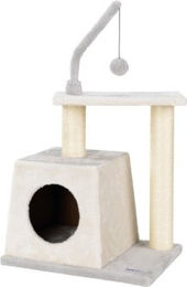 AniOne Kratzbaum Kira für Katzen aus Plüsch in Grau und Beige – Bild 1 von 3