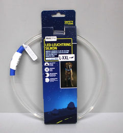 AniOne LED-Leuchtring aus Silikon für große Rassen in Transparent-Blau 65 cm – Bild 1 von 5