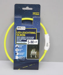 AniOne LED-Leuchtring aus Silikon für kleine und mittlere Hunde in Candy Gelb S-M – Bild 1 von 7
