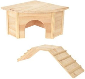 Produktbild von AniOne Natur Holz Zubehör Set für Meerschweinchen und Kaninchen