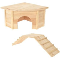 Produktbild von AniOne Natur Holz Zubehör Set für Meerschweinchen und Kaninchen