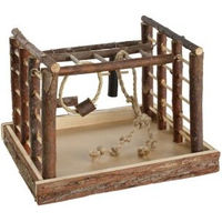 Produktbild von AniOne Naturholz-Spielplatz für Vögel mit Kletterseil und Leiter in Braun