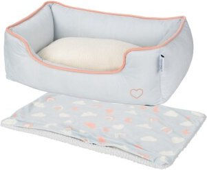 Produktbild von AniOne Pepe&Kitty Hundekissen Set mit Ersatzbezug XS in Blau und Grau aus Polyester